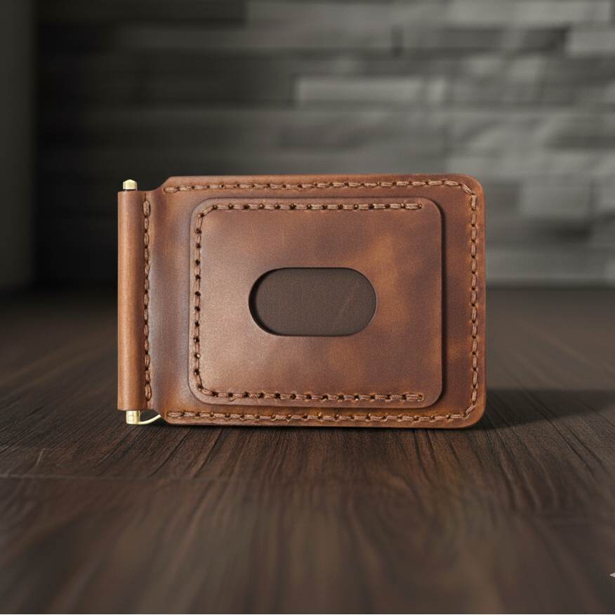 BF07 Hnadmade Clip Leather Wallet