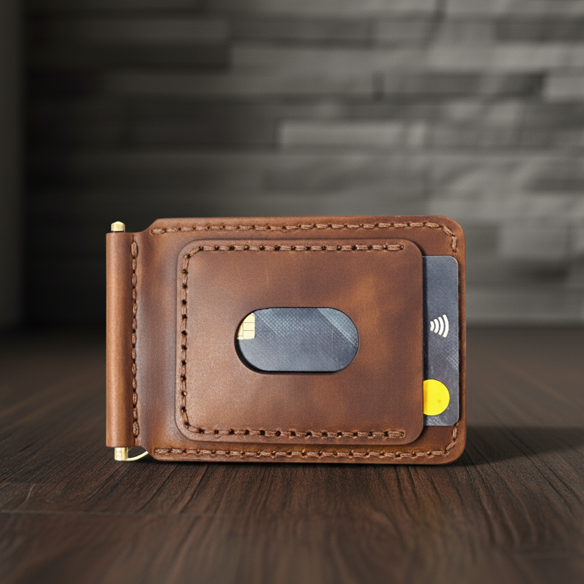 BF07 Hnadmade Clip Leather Wallet