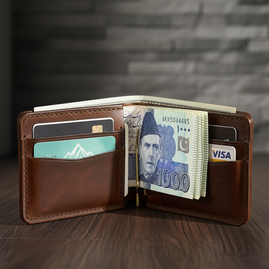 BF07 Hnadmade Clip Leather Wallet